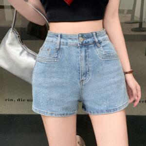Højtalje Rhinsten Denim Shorts
