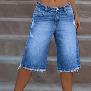 Ripped Denim Shorts Med Rå Kanter