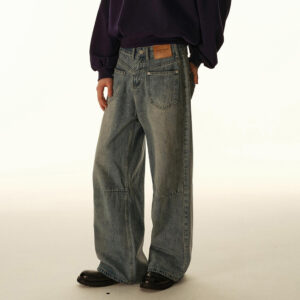 Men's American-style Vintage Washed Patchwork Reverse-wear Denim Jeans