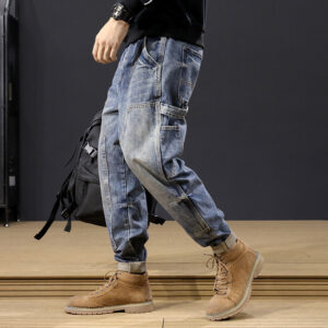 Men's Fall Winter Jeans, Loose Fit, Trendy Brand, Tapered Leg, Long Pants, Plus Size For Big Guys, Fashionable, Versatile, Casual Harem Pants