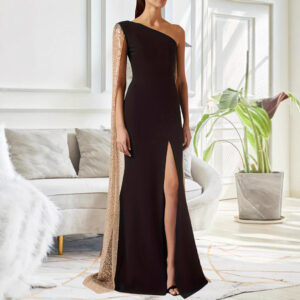 Sort One-Shoulder Kjole