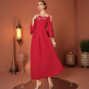 Elegant Rød Off-Shoulder Kjole