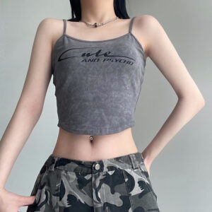Crop top med print og stropper til kvinder.