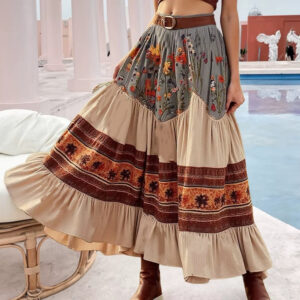 Boheme Lang Patchwork Nederdel