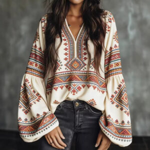 Elegant Skjorte i Boho-Stil