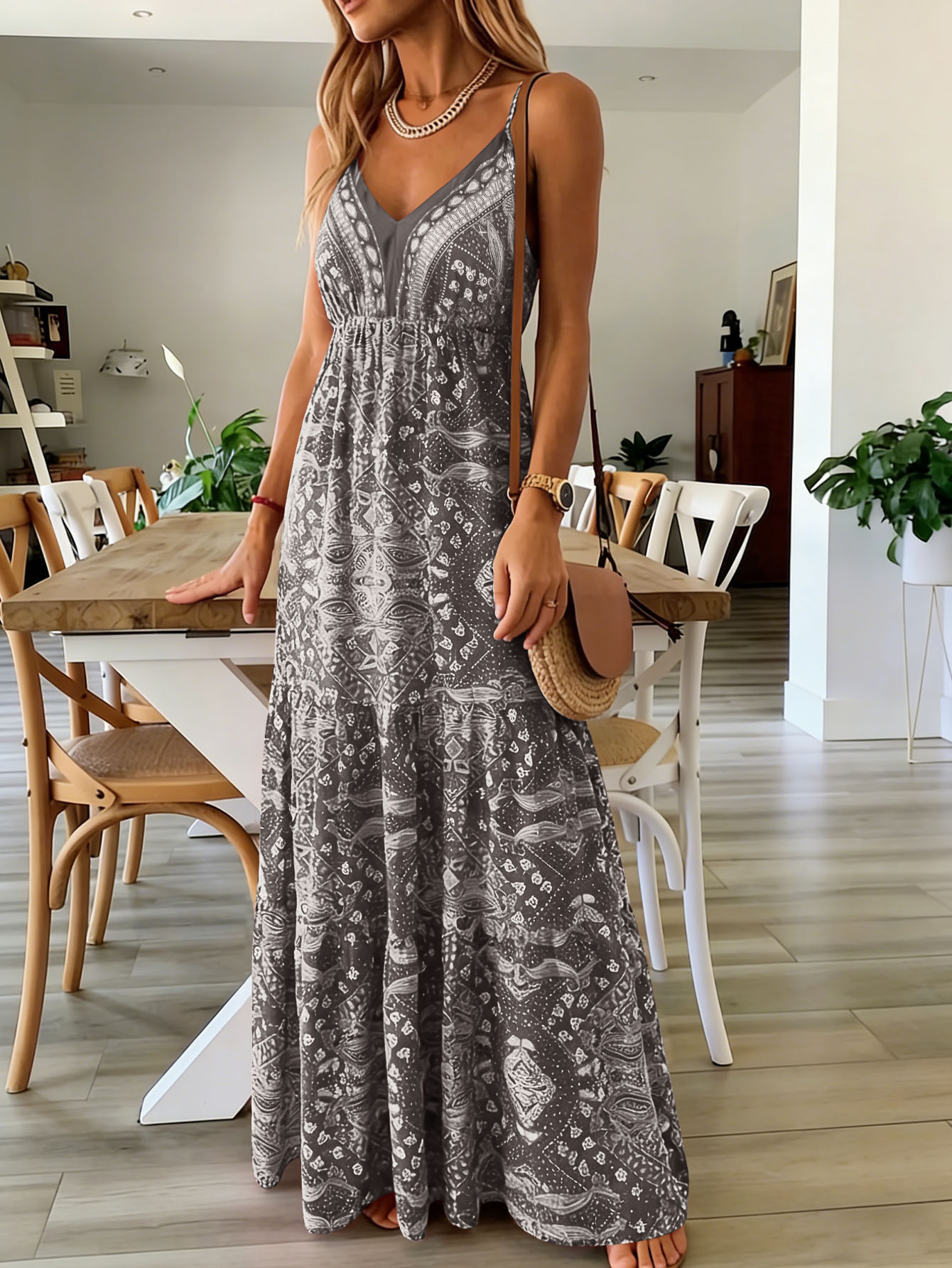 Blomstret Boho Maxikjole - Billede 4