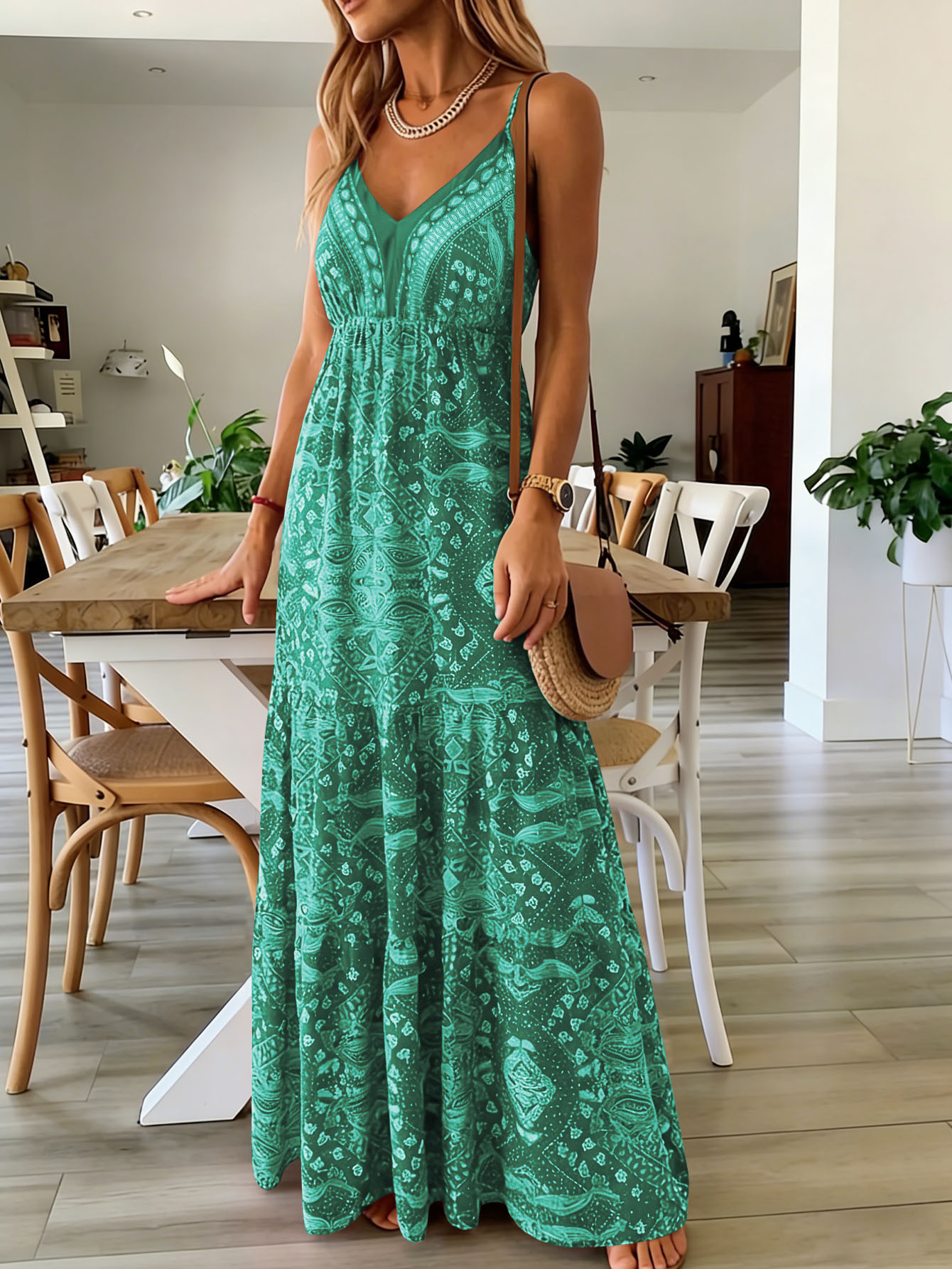 Blomstret Boho Maxikjole - Billede 3