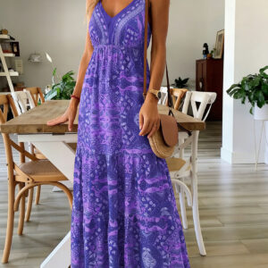 Blomstret Boho Maxikjole
