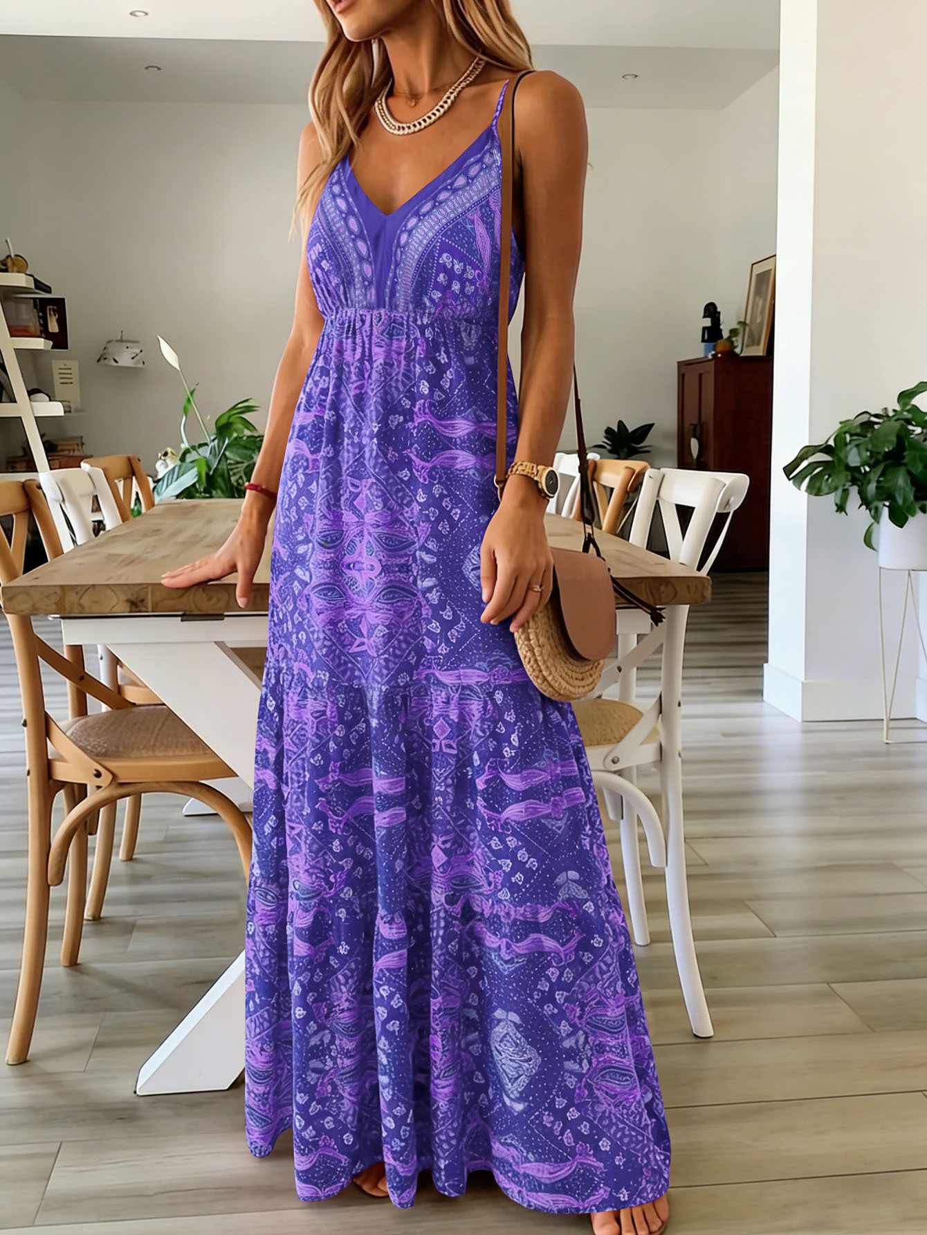 Blomstret Boho Maxikjole