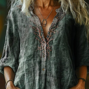 Blomstret bohemebluse