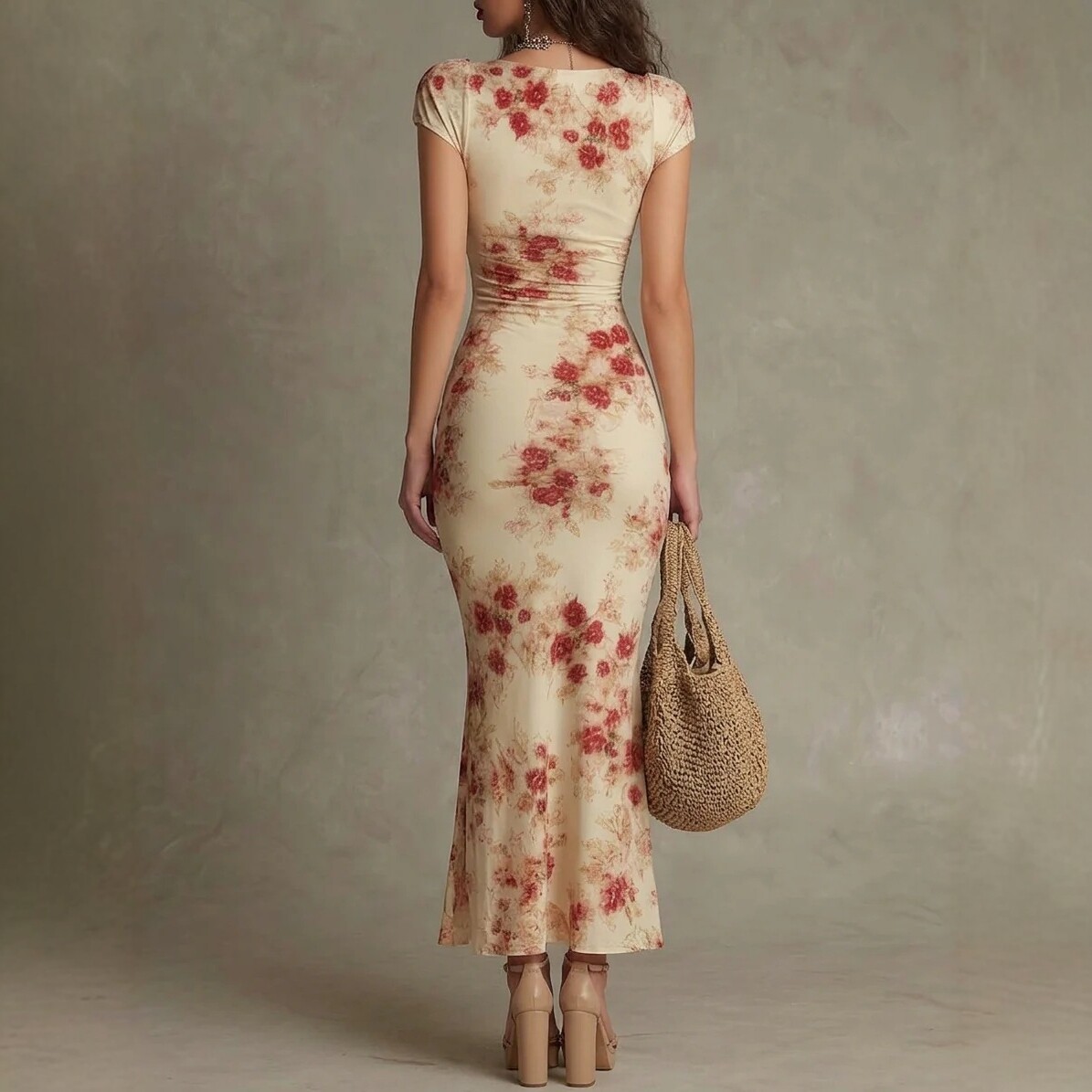 Womens Retro-Print Slim-Fit Casual Dress - Billede 4
