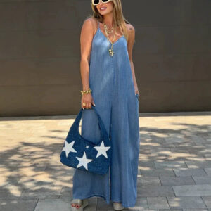 Stilfuld jumpsuit i denimlook