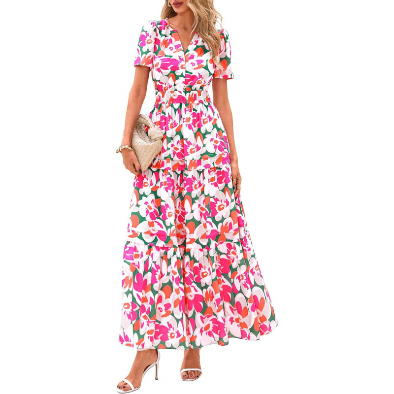 Blomstret retrokjole med V-hals - Billede 4