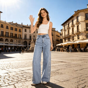 Straight Leg Jeans med Nitter