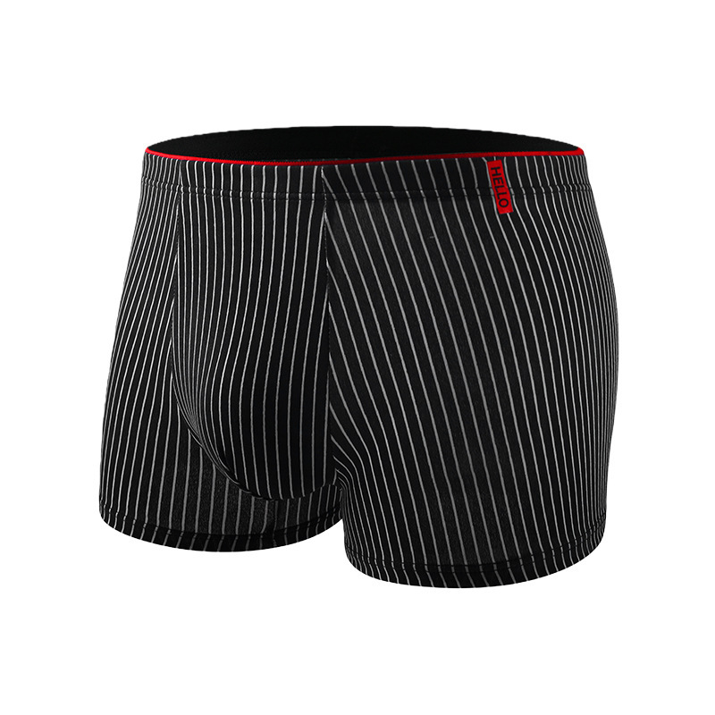 Striped Antibacterial Breathable Mid Rise Plus Size Mens Underwear - Billede 4