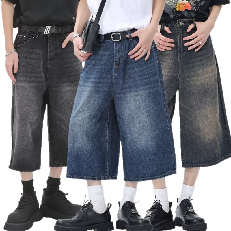 Summer Mens Capri Pants Trendy Denim ShortsAmerican Style - Billede 2