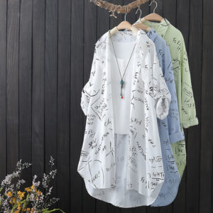 Chiffonbluse med tekstprint