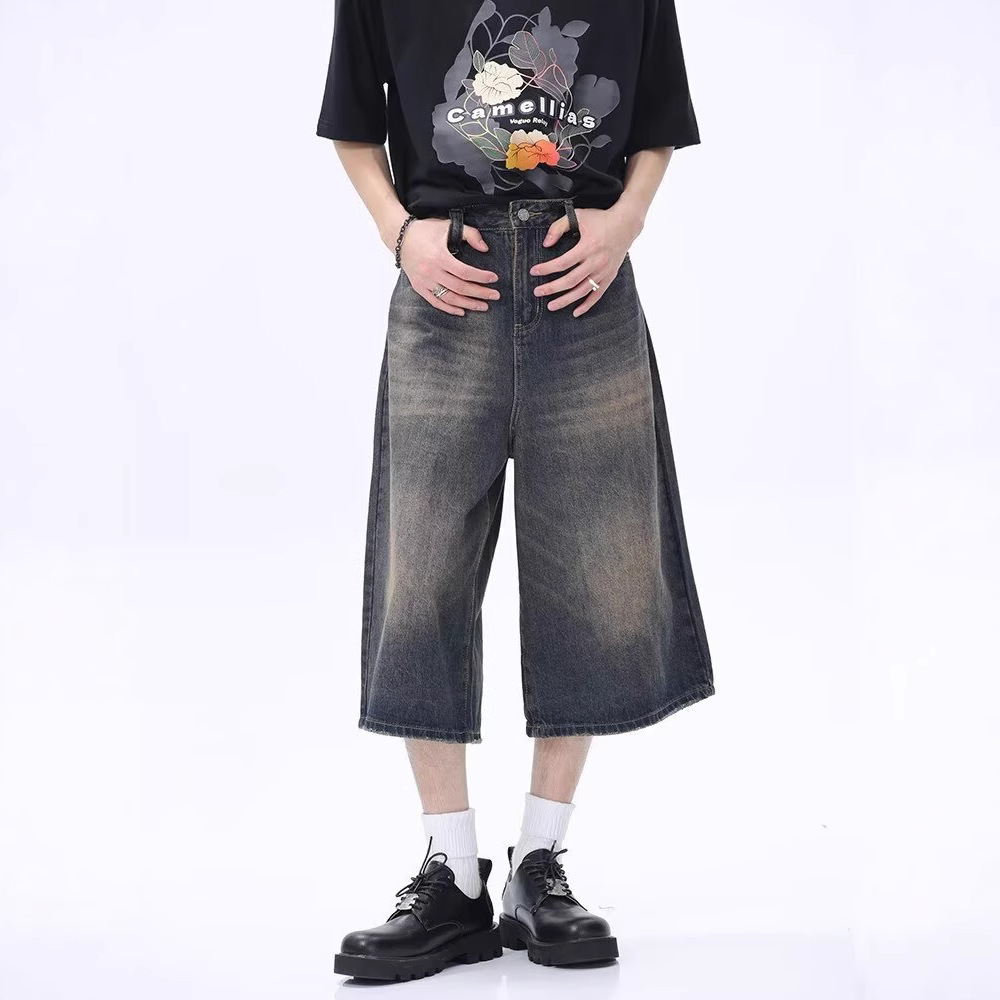 Summer Mens Capri Pants Trendy Denim ShortsAmerican Style - Billede 7