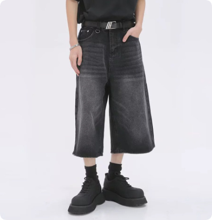 Summer Mens Capri Pants Trendy Denim ShortsAmerican Style - Billede 5