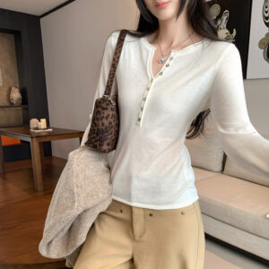 Slim-Fit Langærmet Basisbluse