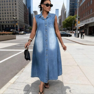 Elegant denimkjole uden ærmer