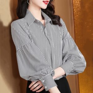 Elegant langærmet bluse i westernstil