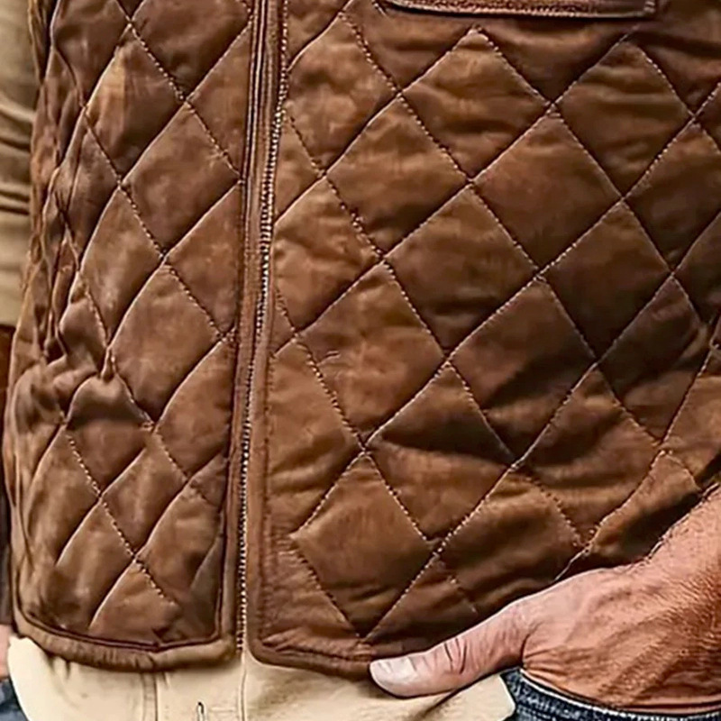 Mens Casual Vests With Diamond-Check Pattern - Image 4