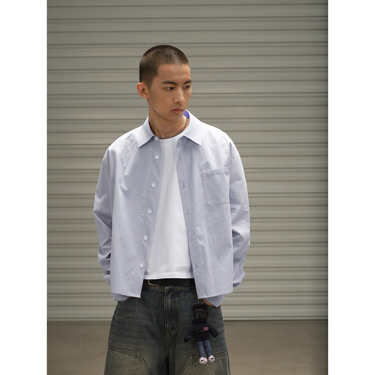 Mens American-Style Retro Pocket Work Shirt - Image 3