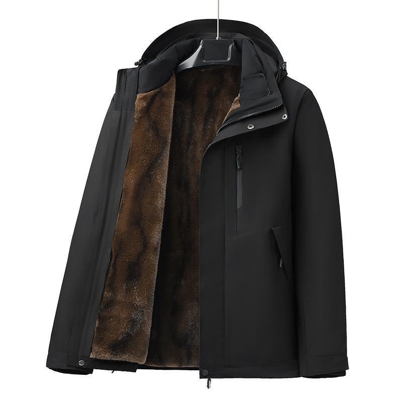 Mens Fleece-lined Thick Cotton Jacket With A Detachable Inner Liner - Image 5