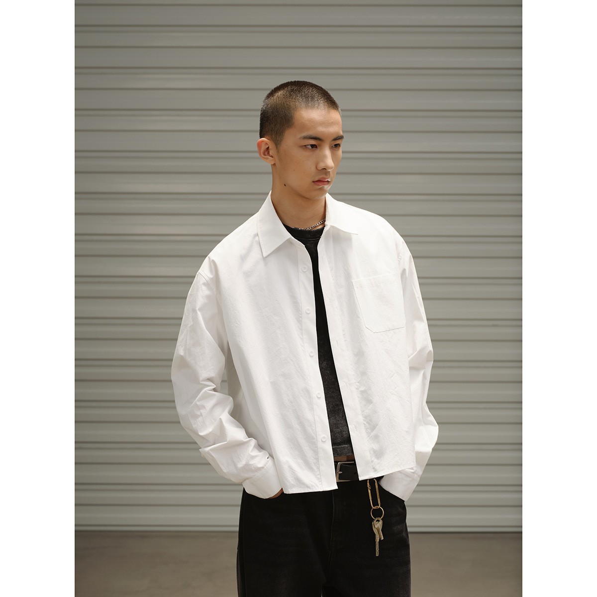 Mens American-Style Retro Pocket Work Shirt - Image 2