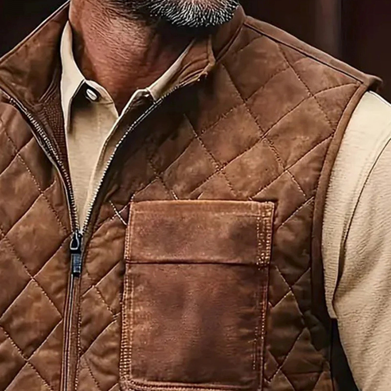 Mens Casual Vests With Diamond-Check Pattern - Image 3
