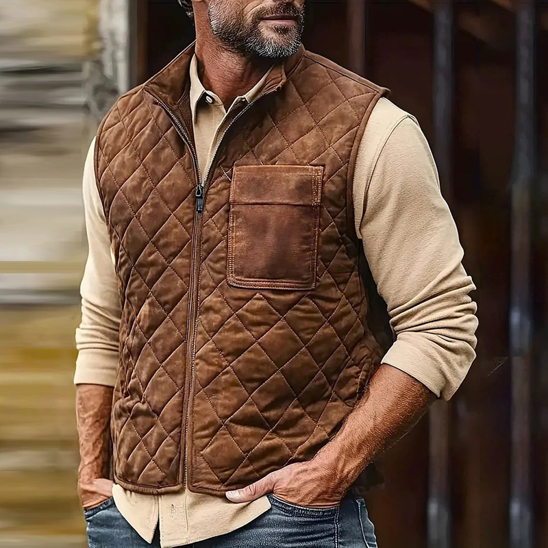 Mens Casual Vests With Diamond-Check Pattern - Image 6