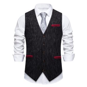Mens Striped Single-breasted Suit Waistcoat