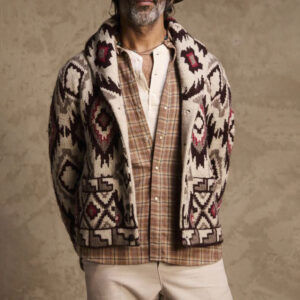 Mens Fashionable Printed Lapel Jacket Coat