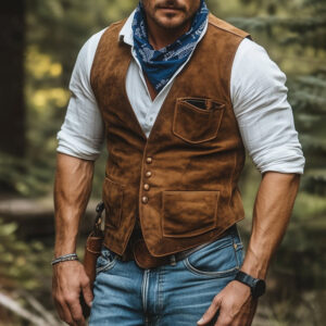 Mens Suede Velvet Retro-Style New Vest