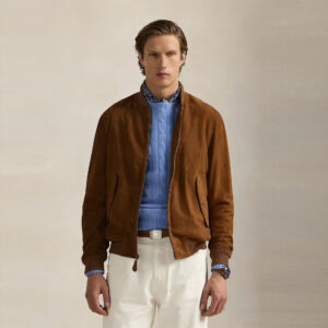 Mens American-style Leather Jacket With A Stand-up Collar