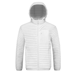 Mens Detachable-hood Ribbed Cotton-padded Coat