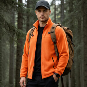 Mens Fleece Zip-up Stand-collar Jacket