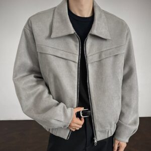 Mens Light-sophisticated Casual Deerskin Velvet Jacket With A Lapel Top