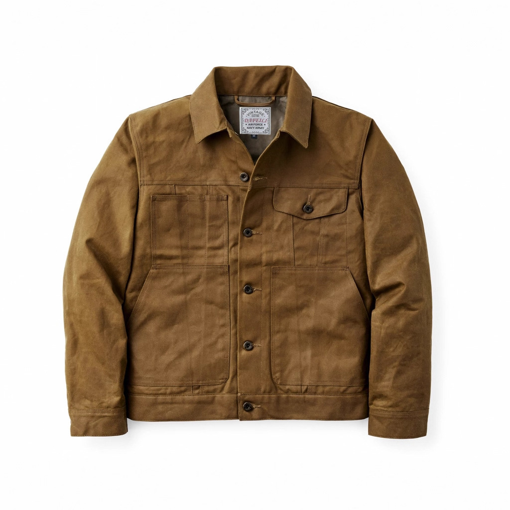Mens Long-Sleeve Button-Up Retro Lapel Jacket With Multiple Pockets - Image 2