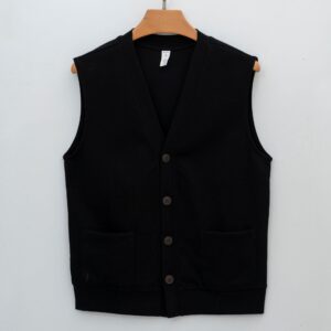 Mens Solid-Color Casual Cardigan Vest