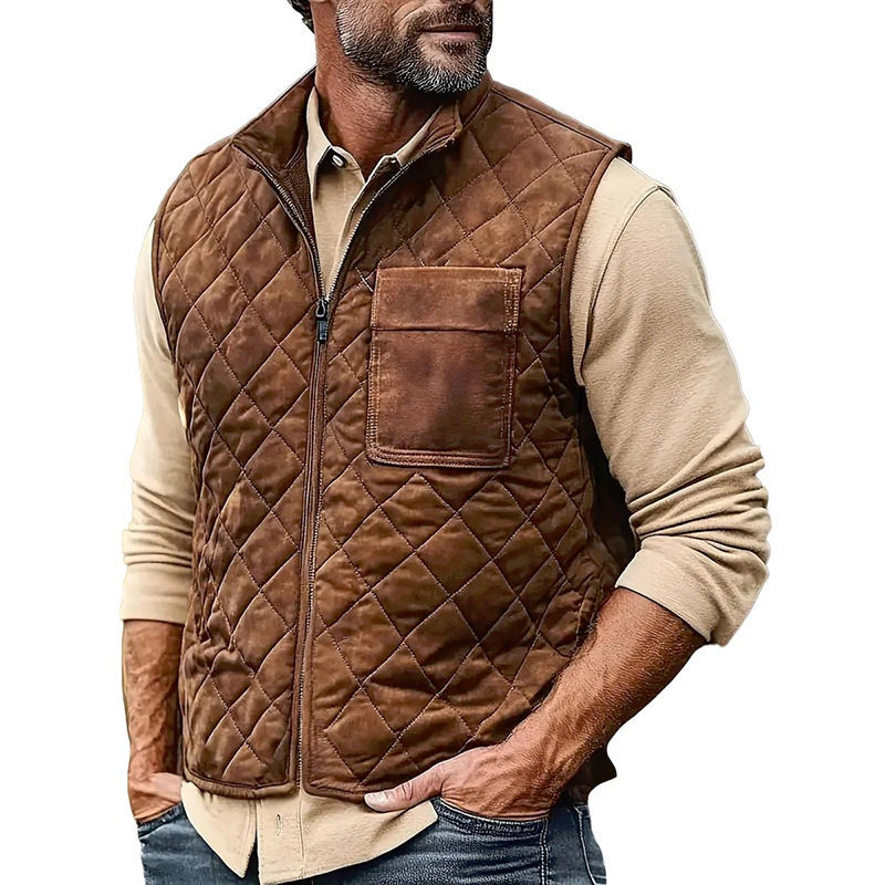 Mens Casual Vests With Diamond-Check Pattern - Image 5
