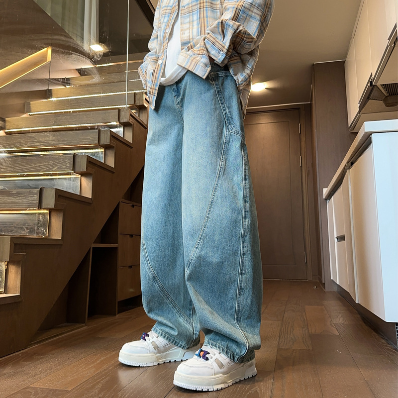 Cut-off Jeans For Men American-style Vintage Wide-leg And Loose-fit - Image 7