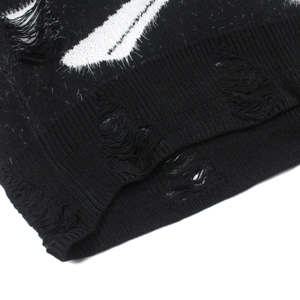 Skull Jacquard Ripped Sweater Men - Image 5
