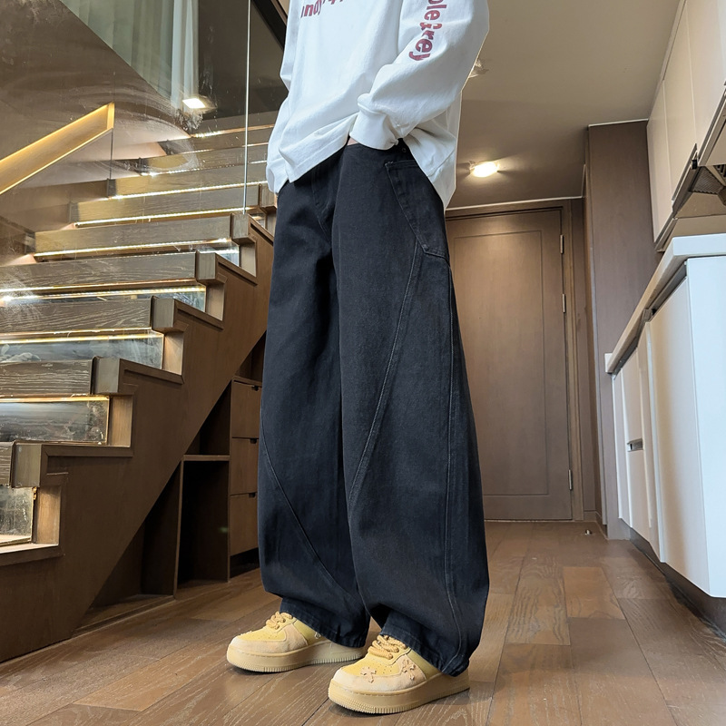Cut-off Jeans For Men American-style Vintage Wide-leg And Loose-fit - Image 6