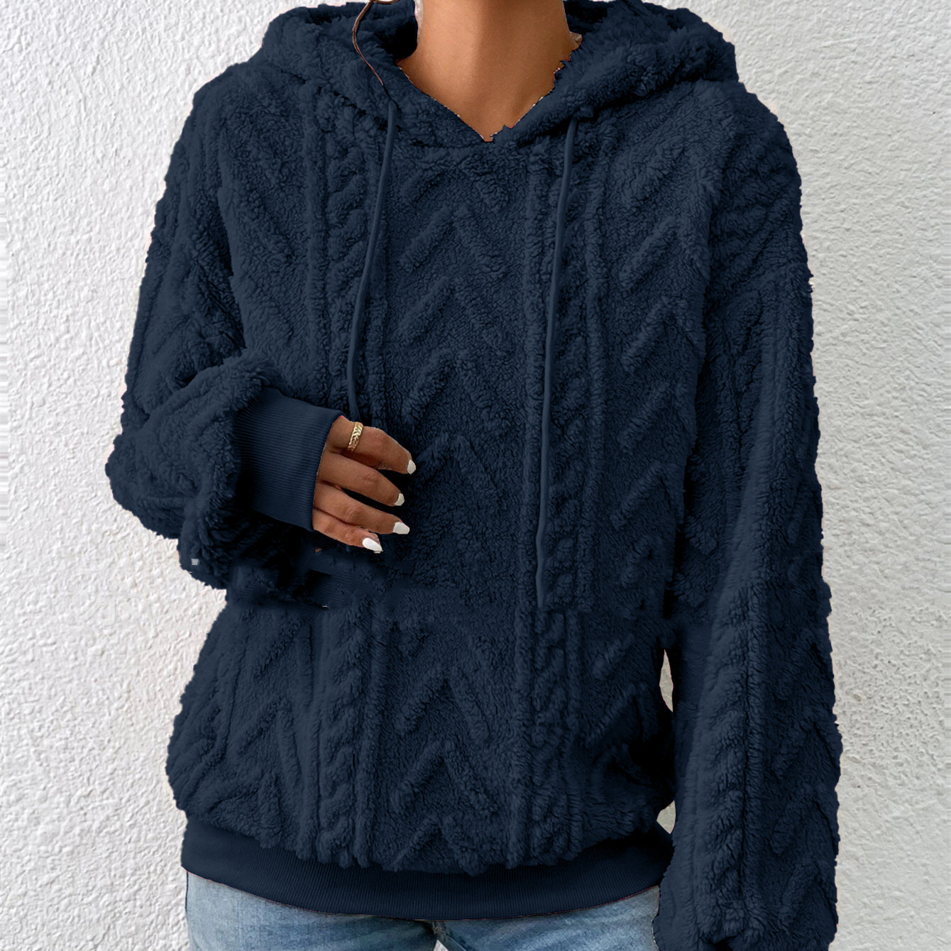 Flannel Hooded Loose Plush Coat - Image 2
