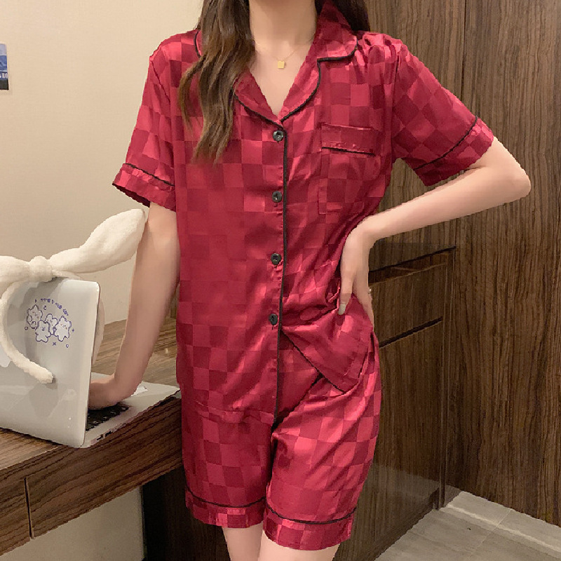 Ice Silk Pajamas Women's Short Sleeve Thin Cartoon Two Piece Set - Image 8