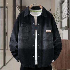 Loose Gradient Casual Jacket Hooded Denim Workwear