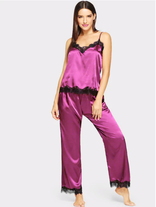 Amazon Pajamas Simulation Silk Summer Long Pajamas Two-Piece Suit - Image 6