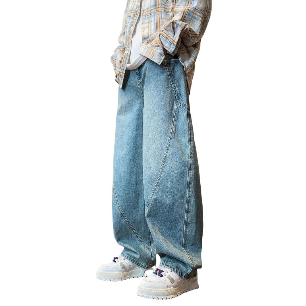 Cut-off Jeans For Men American-style Vintage Wide-leg And Loose-fit - Image 5